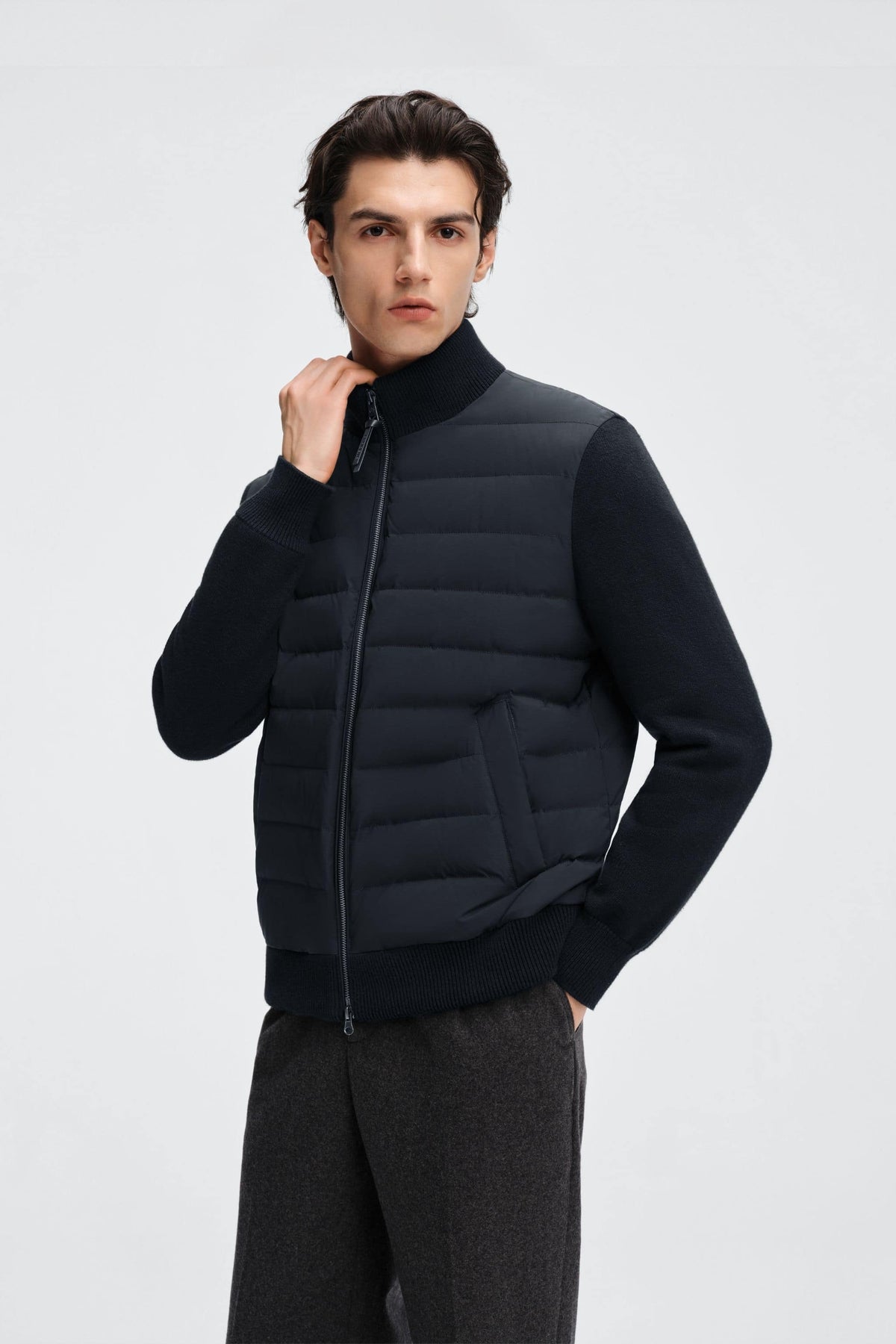 Mens Hybrid Wool Goose Down Jacket 733