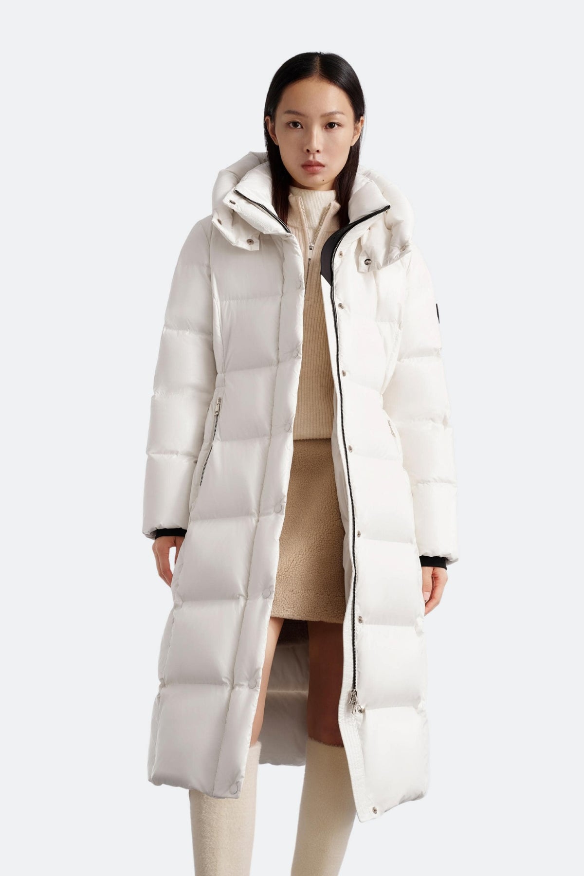 Puff Women's Full-Length Goose Down Jacket with Detachable Hood 128