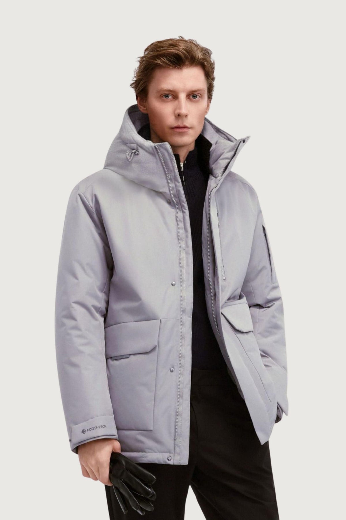 Urban Extreme Men's Short Goose Down Jacket 211 — mid-length down jacket fuses cutting-edge thermal innovation in Pewter, sizes XS–XXXL; water-resistant, windproof