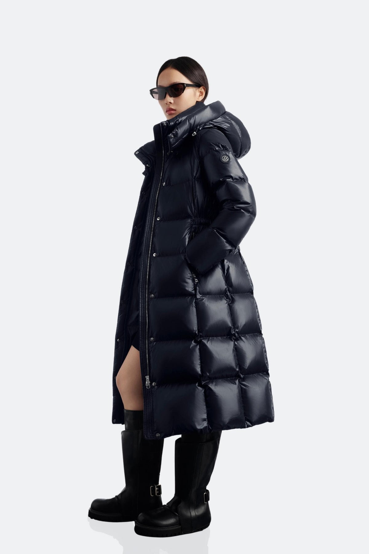 Puff Women's Full-Length Goose Down Jacket with Detachable Hood 128