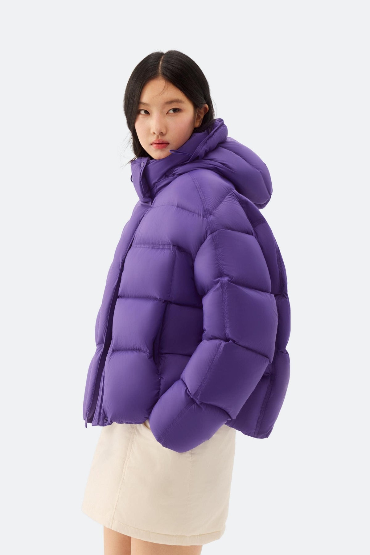 Puff Women's Short Down Jacket with Detachable Hood 102