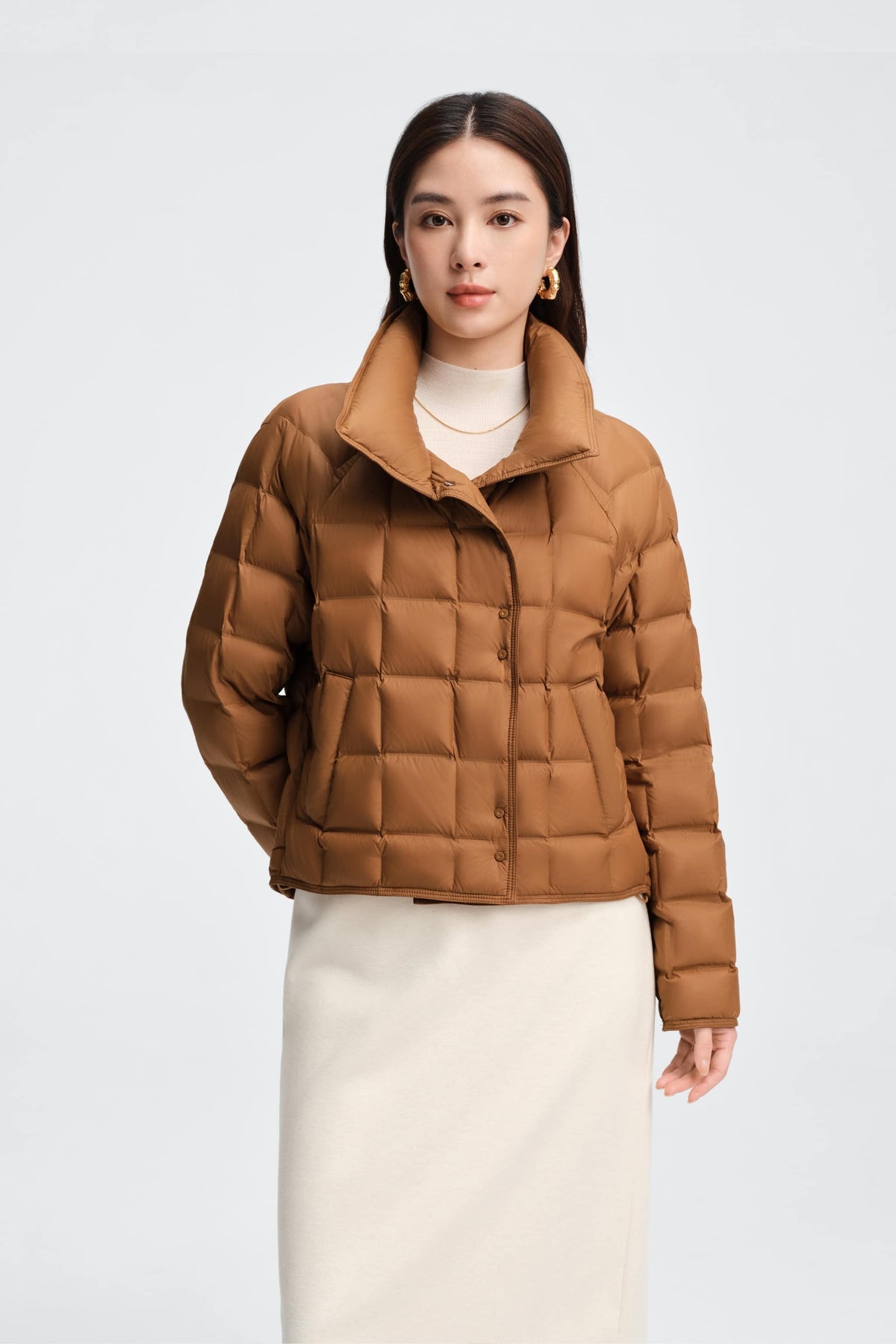 Womens Lapel Collar Goose Down Jacket 114