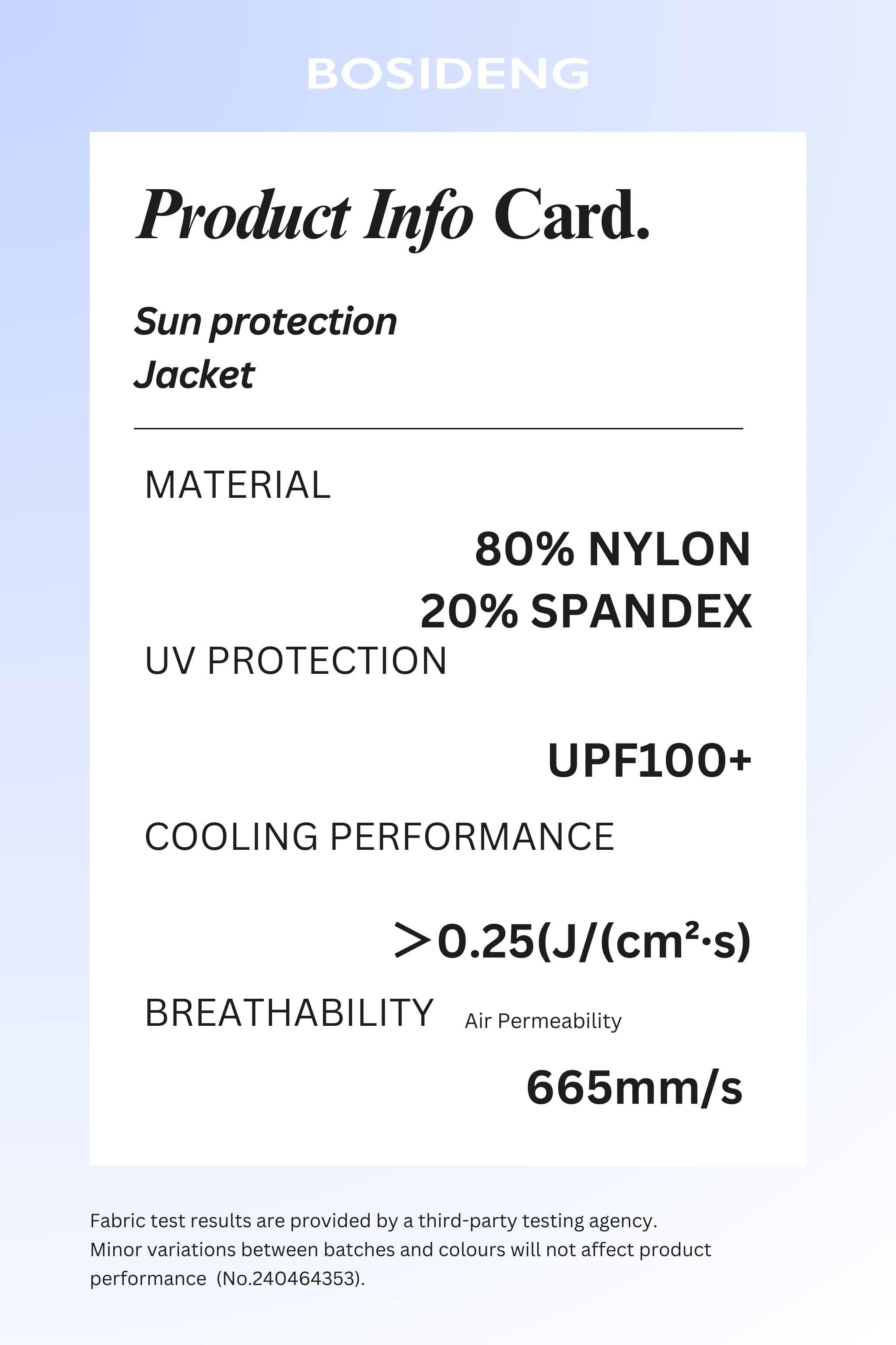 BOSIDENG SS24 Women's UPF Protection Full Length Jacket Jacket