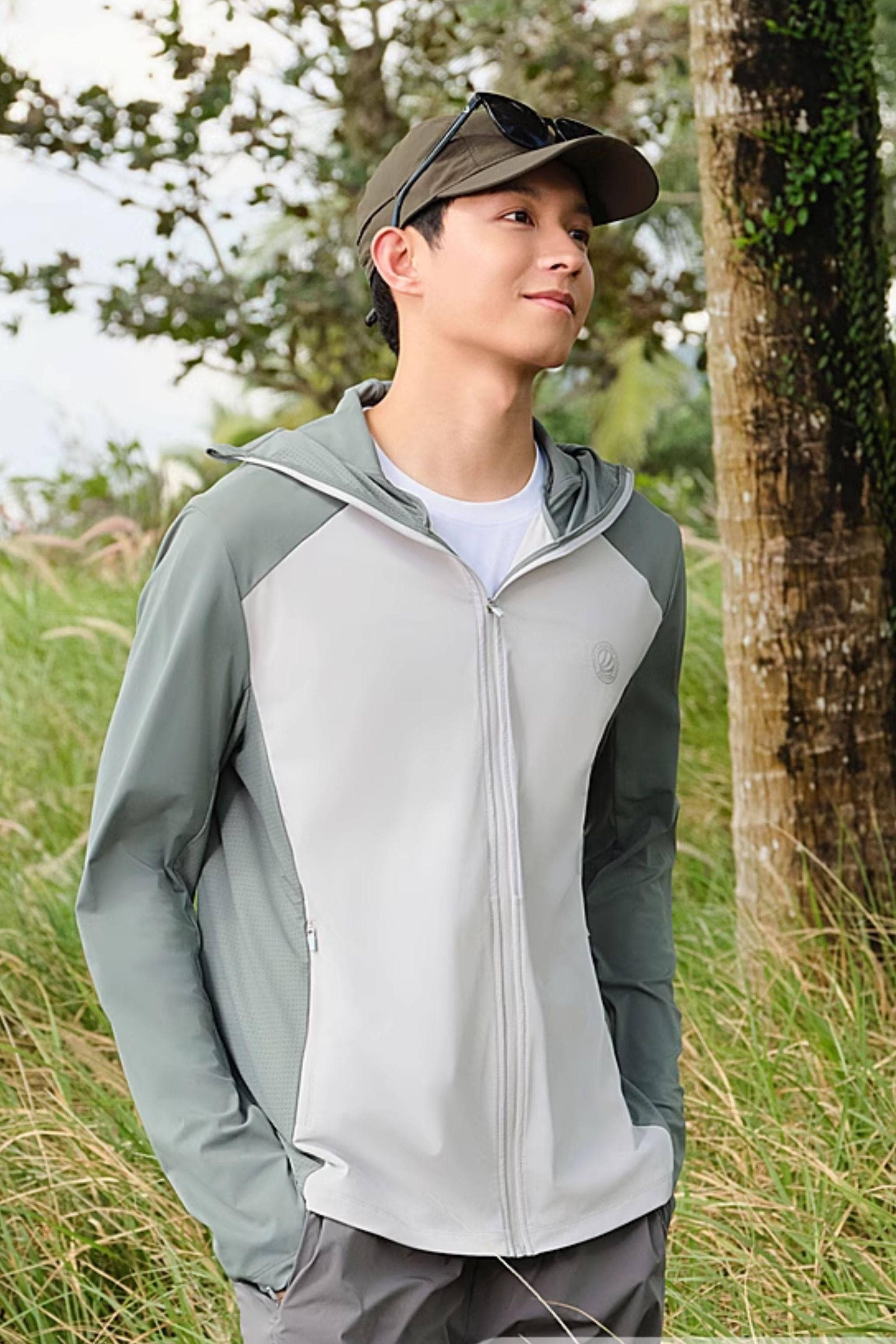 BOSIDENG SS24 Men's UPF Protection Jacket 5111 Jacket XS / Baby Grey /Dark Green