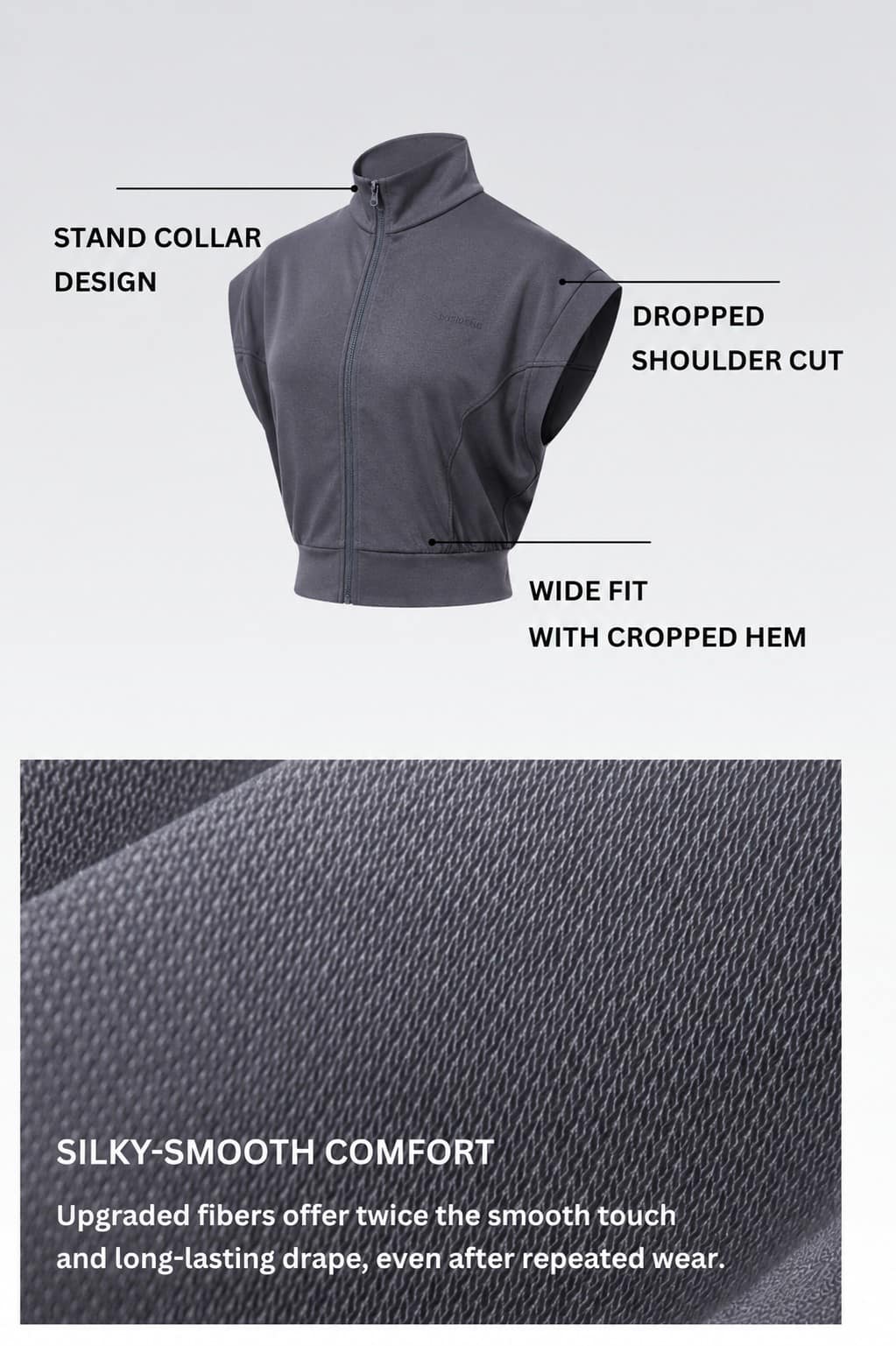 Sleeveless Zip-Up Cropped Top