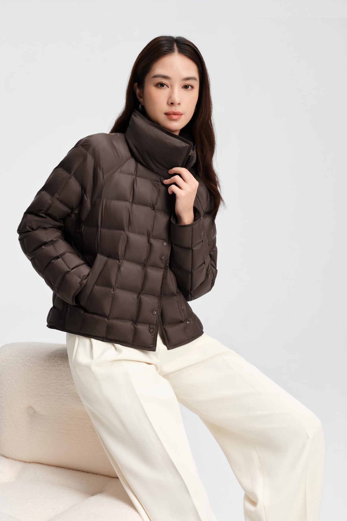 Womens Lapel Collar Goose Down Jacket 114