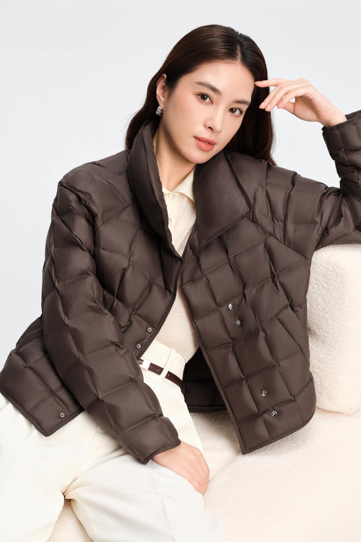 Womens Lapel Collar Goose Down Jacket 114