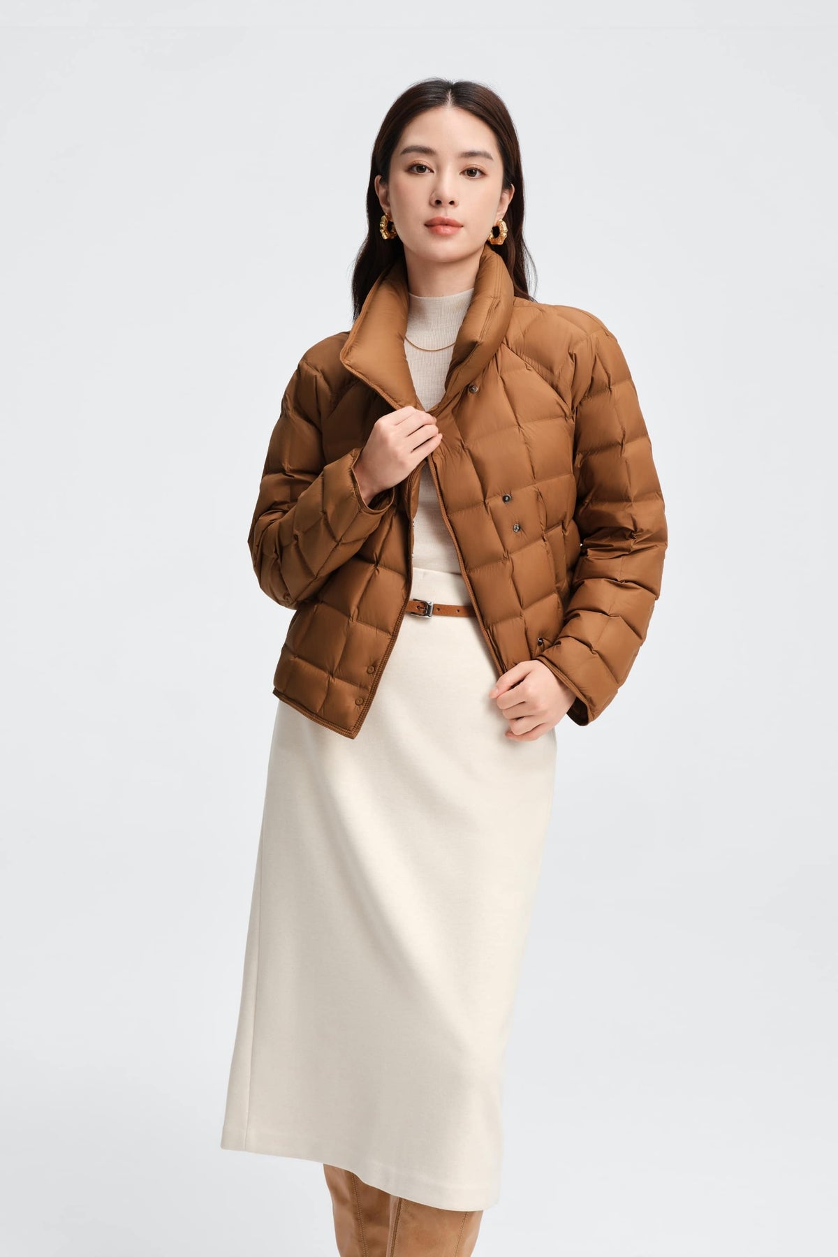 Womens Lapel Collar Goose Down Jacket 114