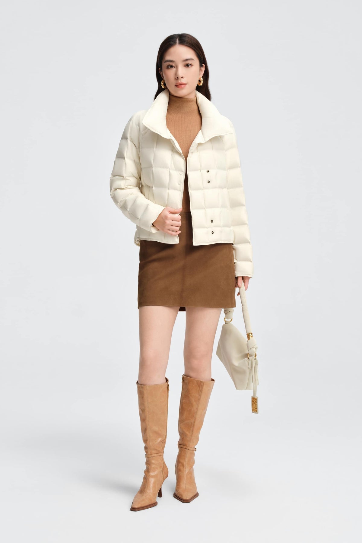 Womens Lapel Collar Goose Down Jacket 114