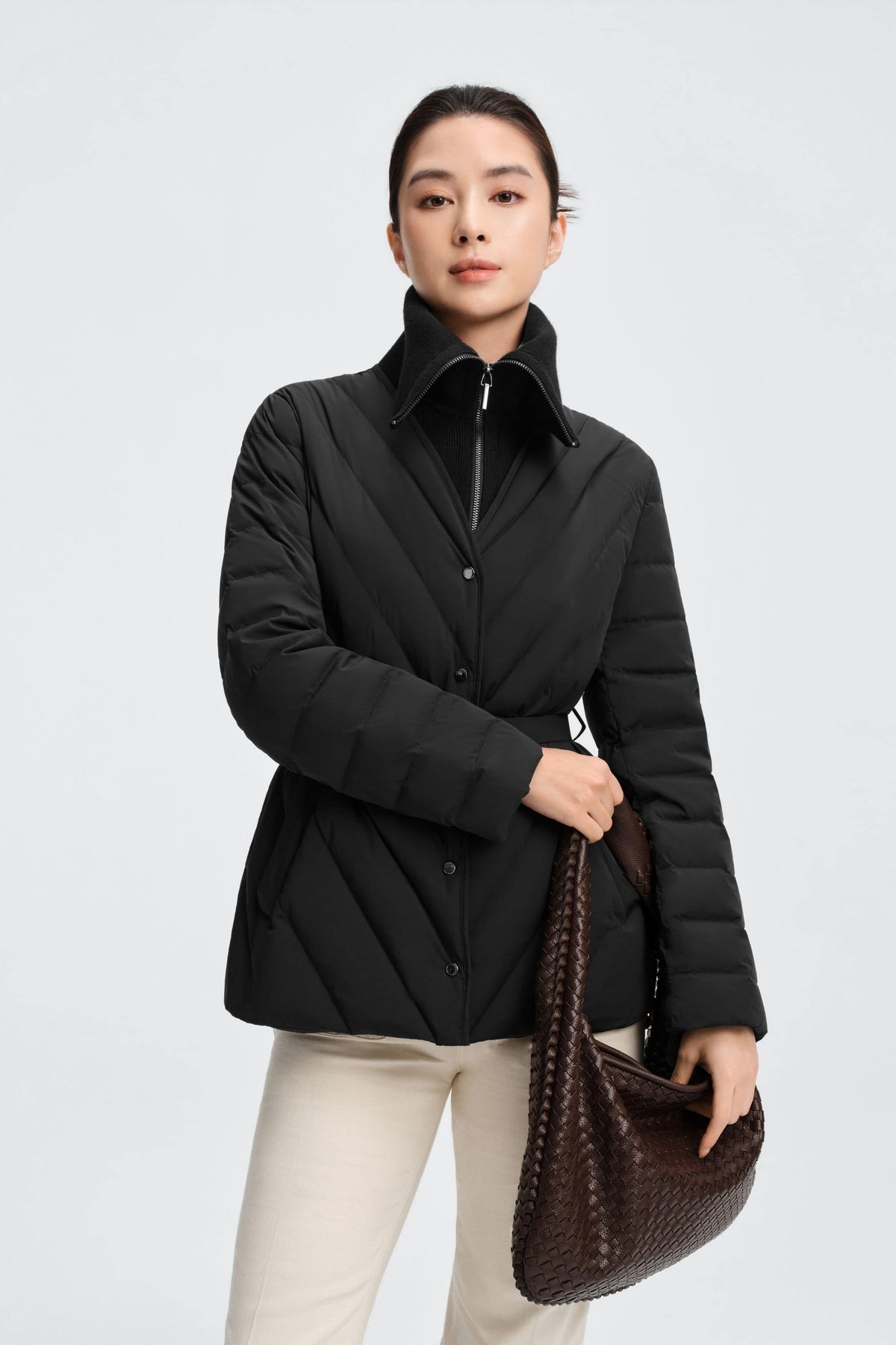 Womens Lapel Collar Goose Down Jacket 152