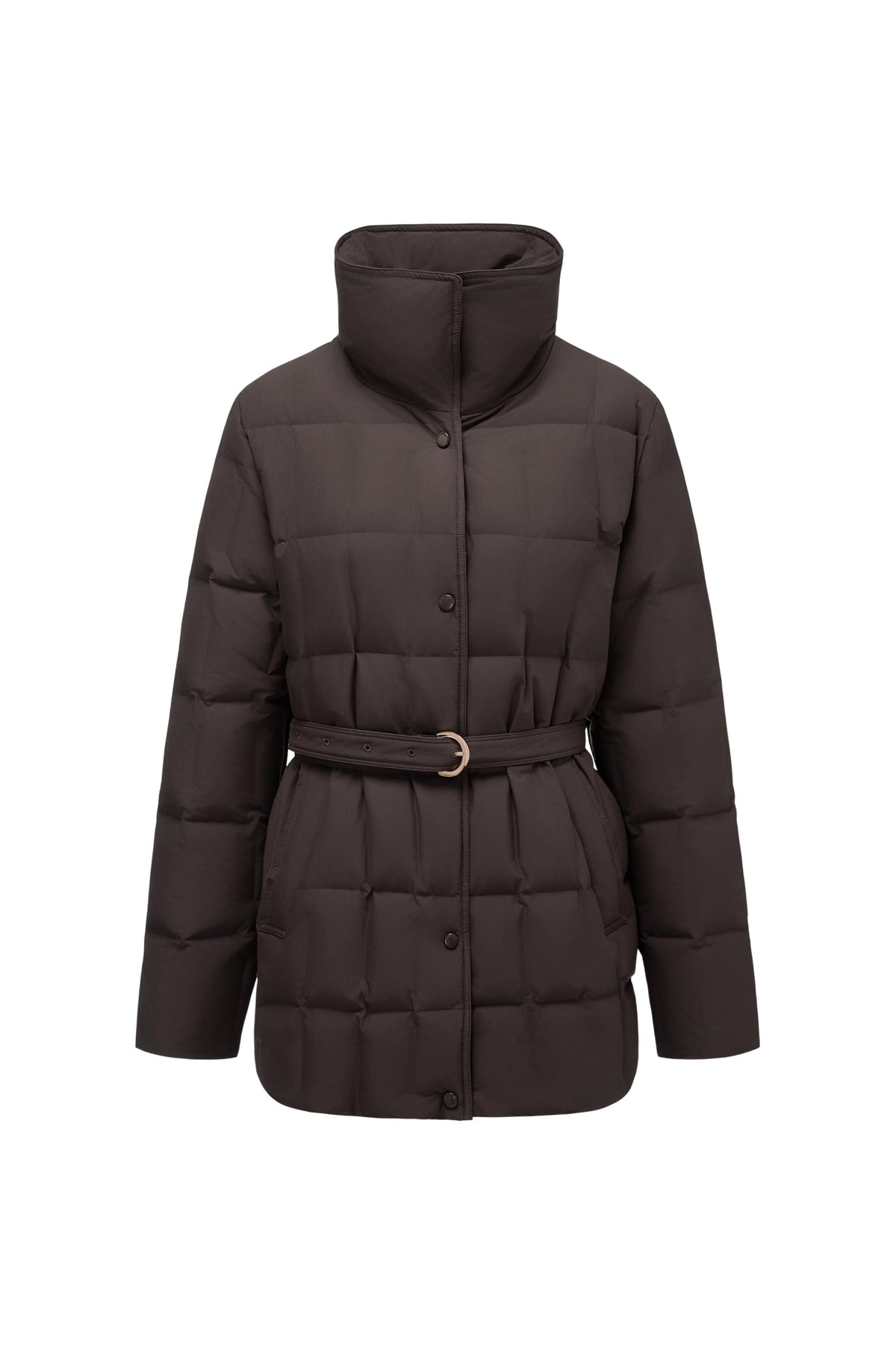 Womens Lapel Collar Goose Down Jacket W/ Belt 142