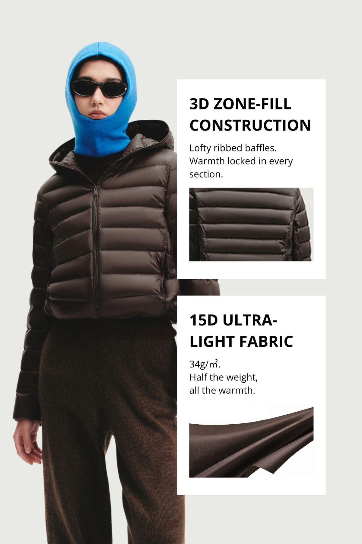 Womens Oversized Goose Down Jacket W/ Hood 054M
