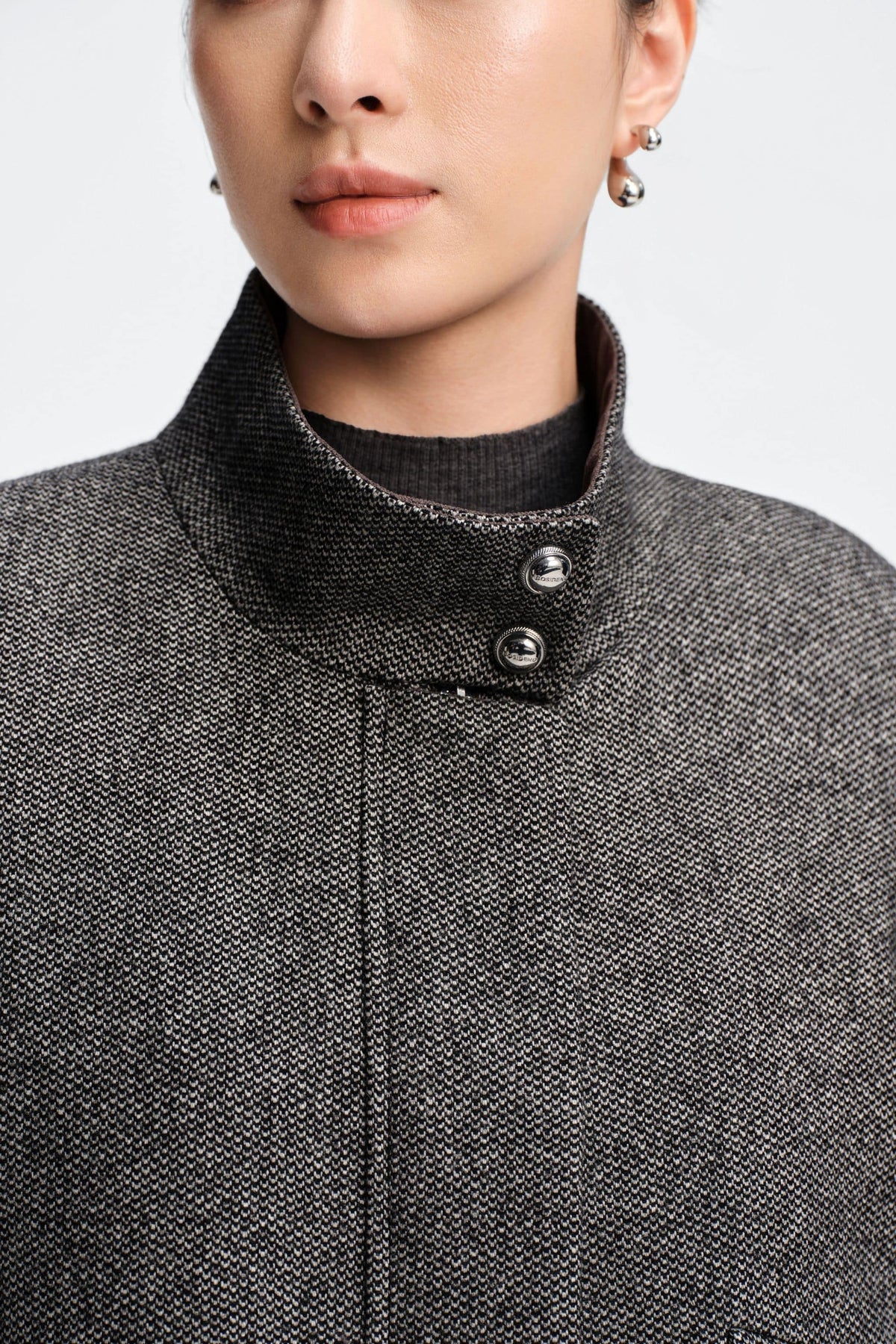 Womens Tweed Cropped Goose Down Jacket 734