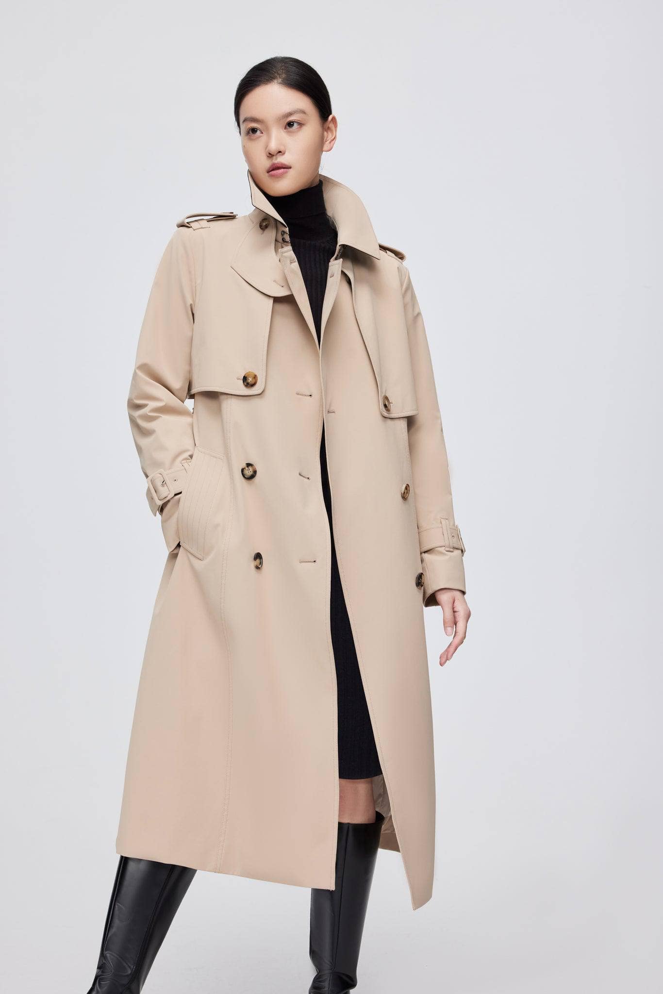 BOSIDENG 2022 Full Length Goose Down Trench Jacket 4 / Khaki