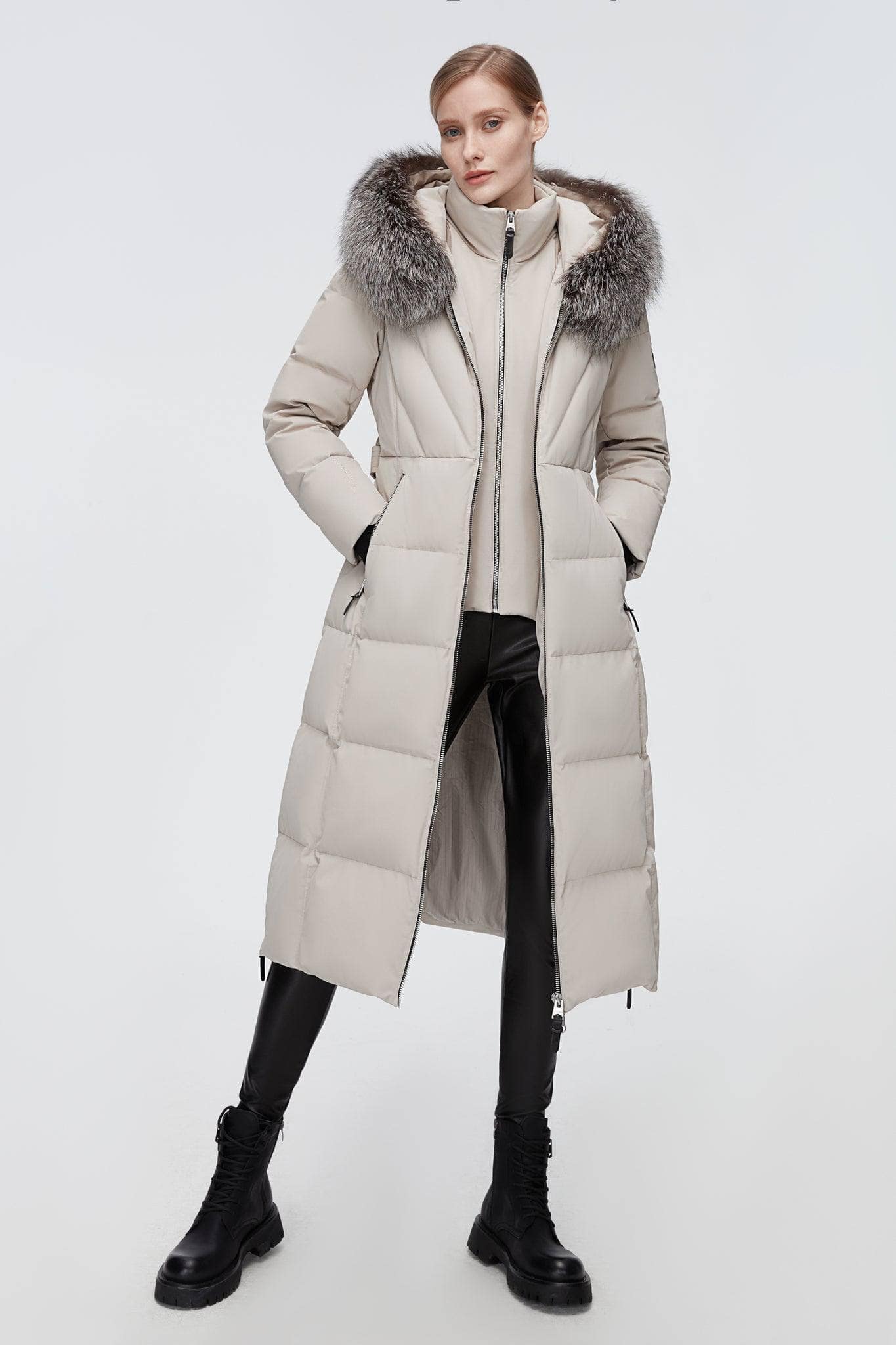 BOSIDENG 2022 Full Length Hooded Goose Down Jacket Jacket 6 / Ash Khaki
