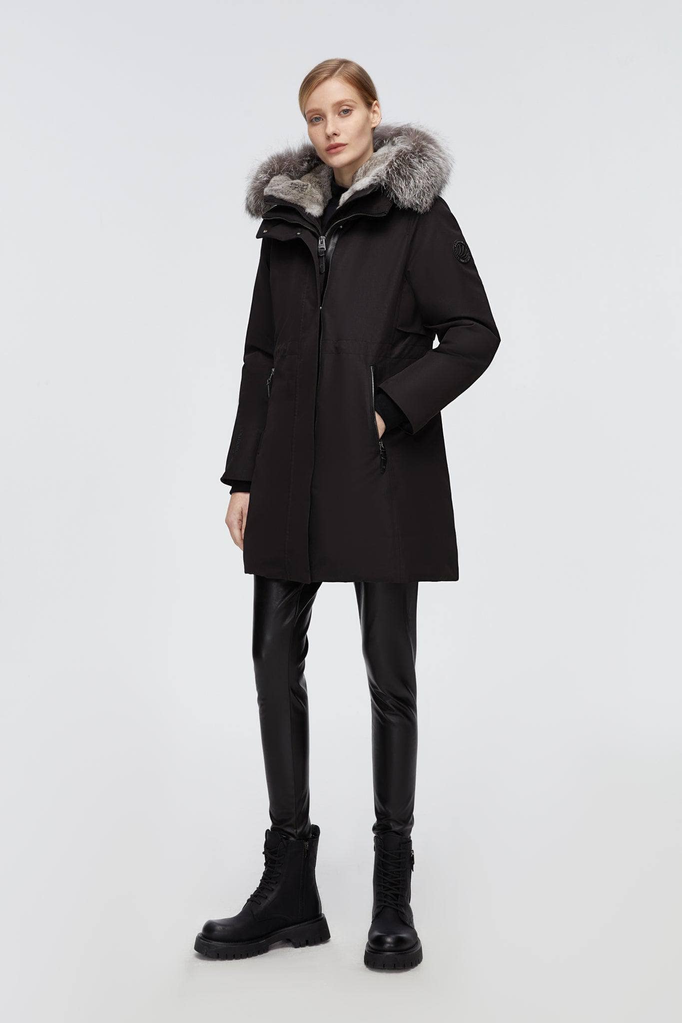BOSIDENG 2022 Mid-Length Goose Down Trench With Fur Jacket 6 / Black