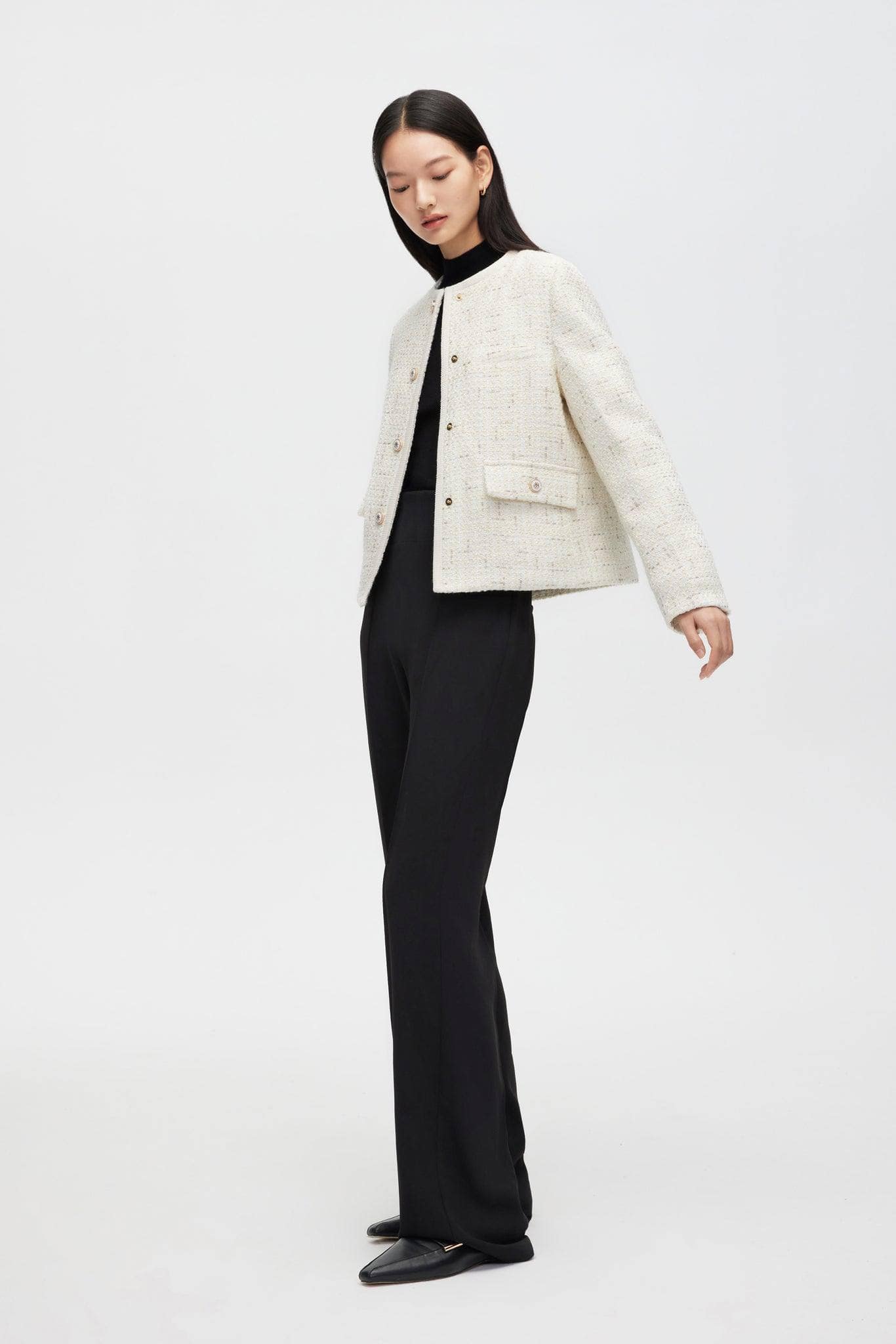 BOSIDENG 2022 Tweed Goose Down Short Jacket Jacket 6 / White
