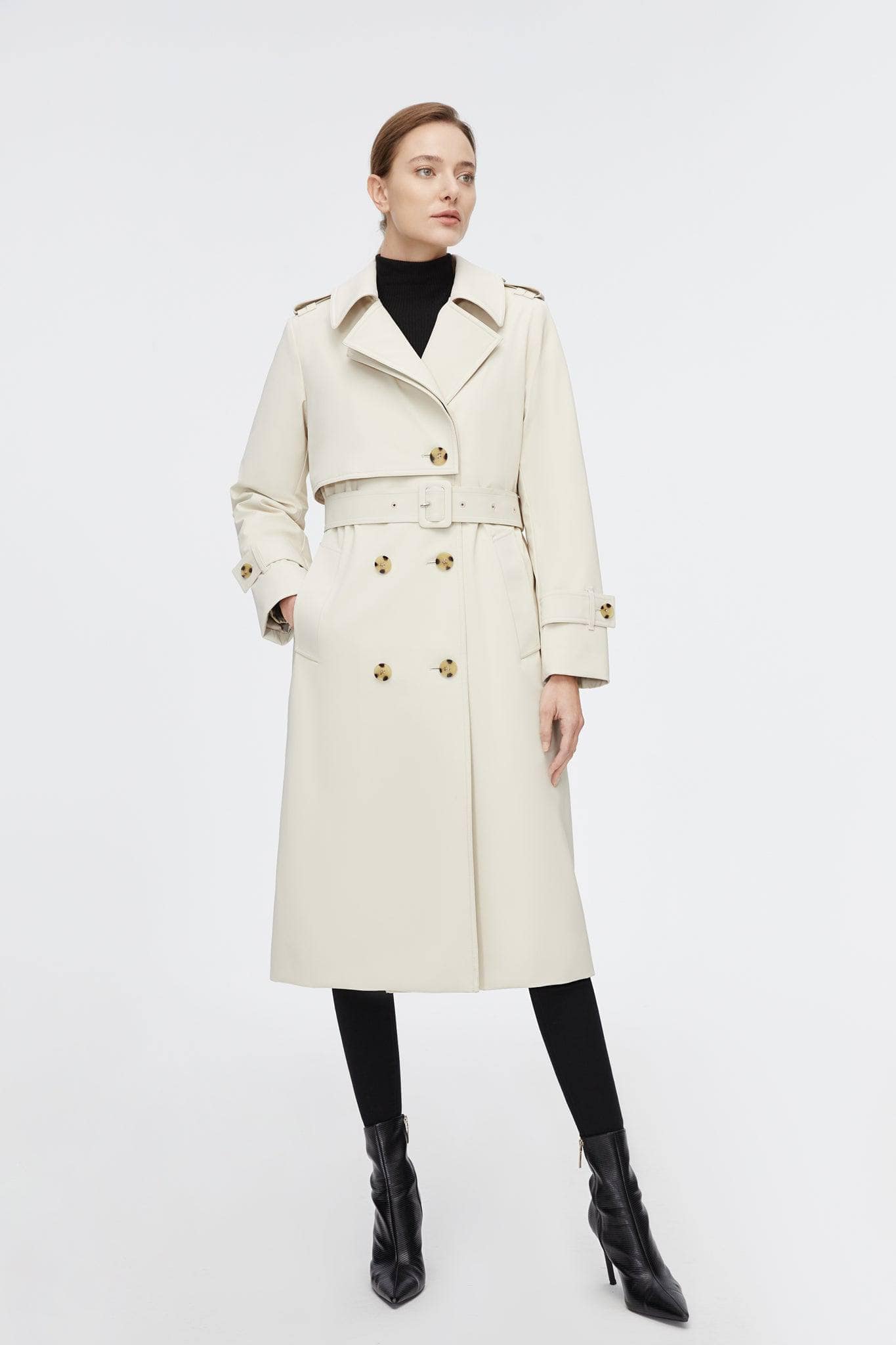 BOSIDENG 2022 Full Length Detachable Goose Down Trench Coat Jacket