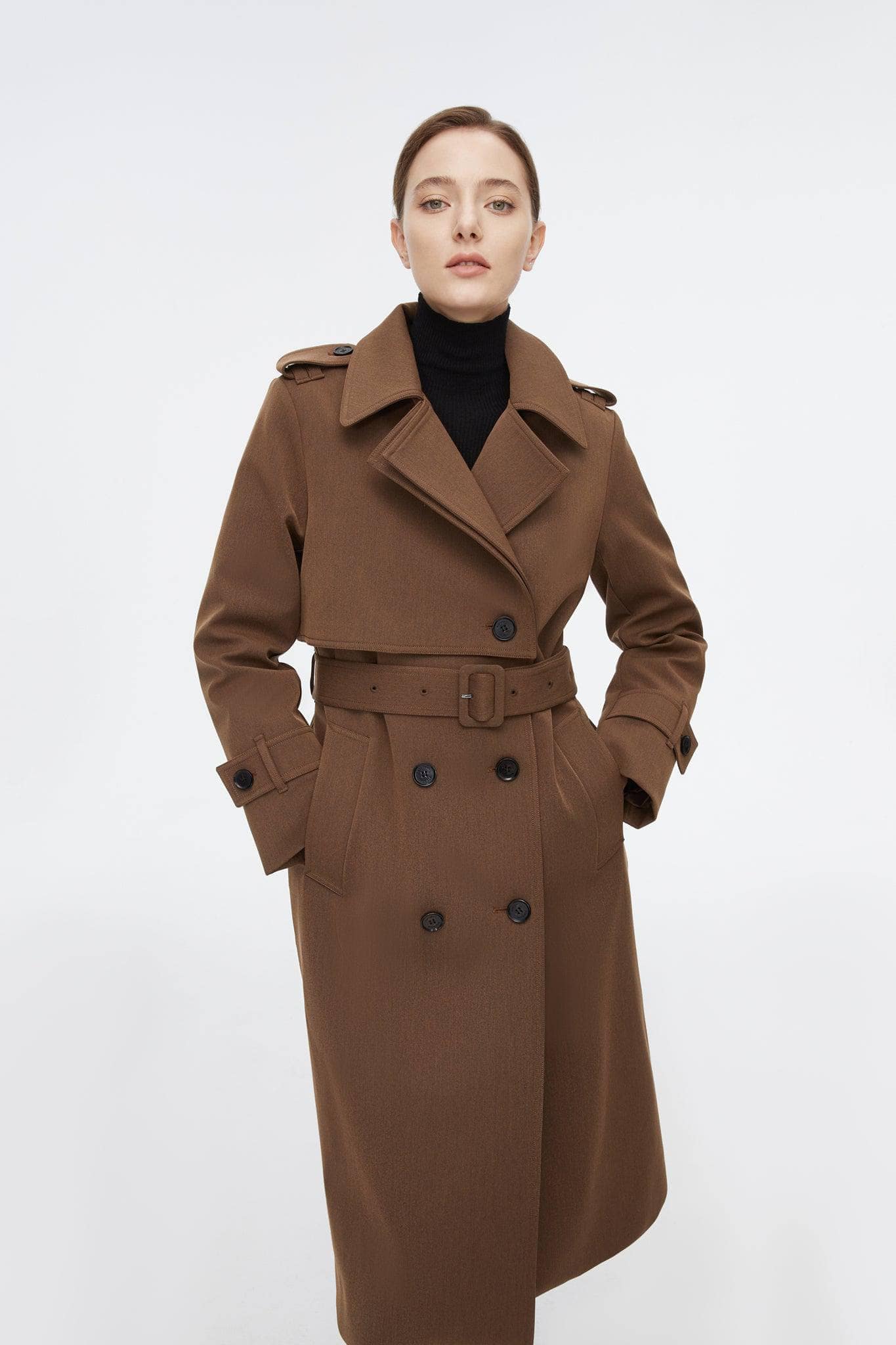 BOSIDENG 2022 Full Length Detachable Goose Down Trench Coat Jacket