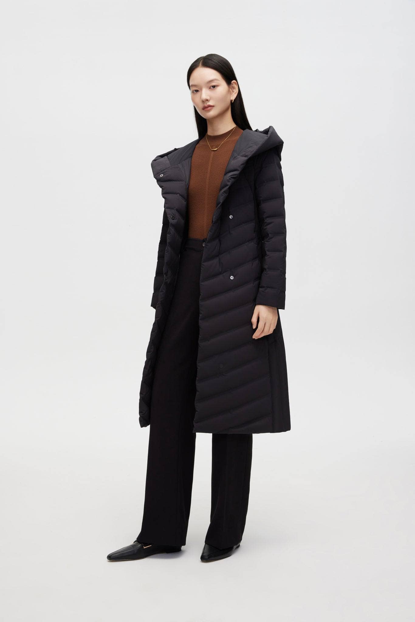 BOSIDENG 2022 Long Wrap Goose Down Coat With Belt Jacket