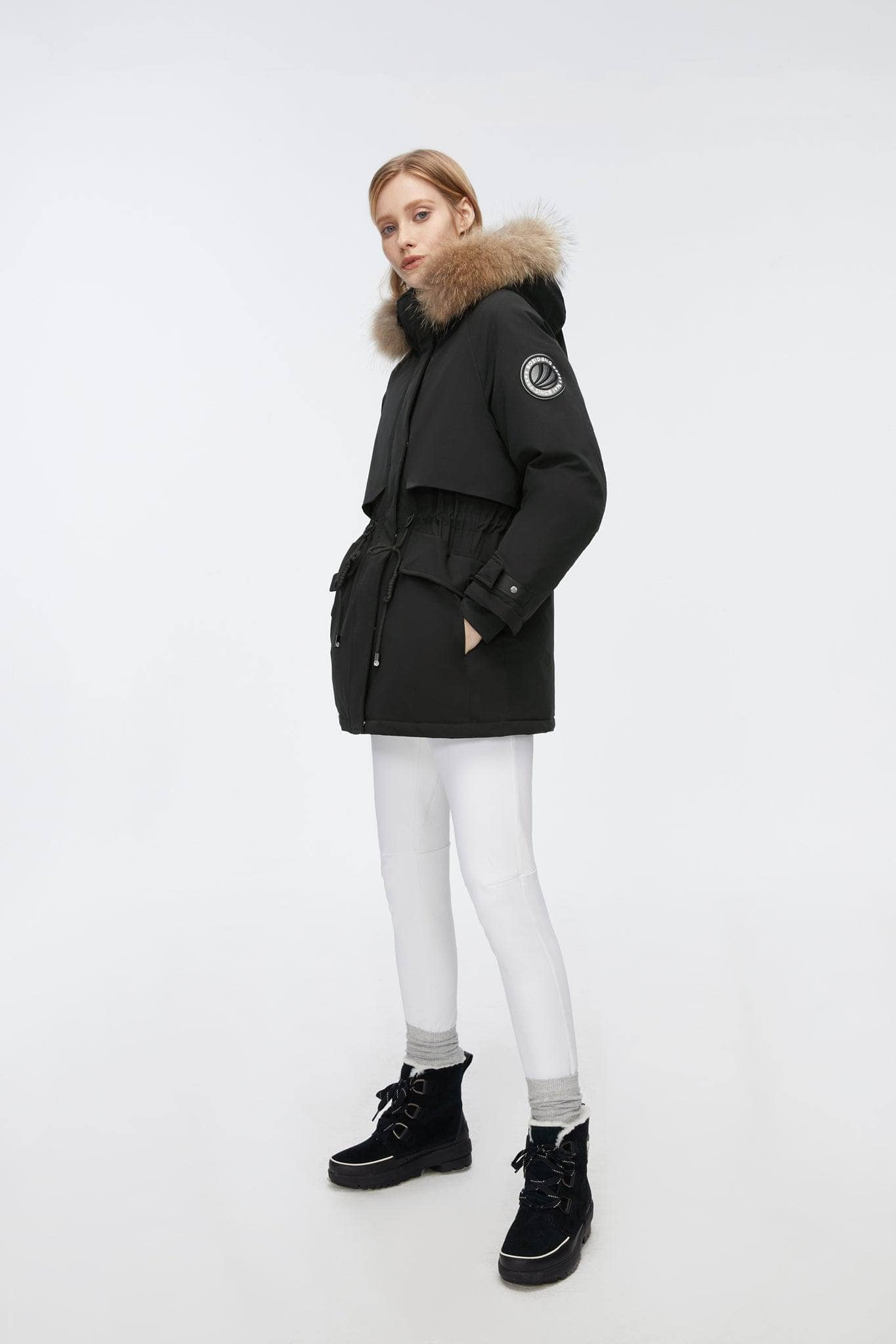 BOSIDENG 2022 Mid-Length Goose Down Trench With Fur Jacket