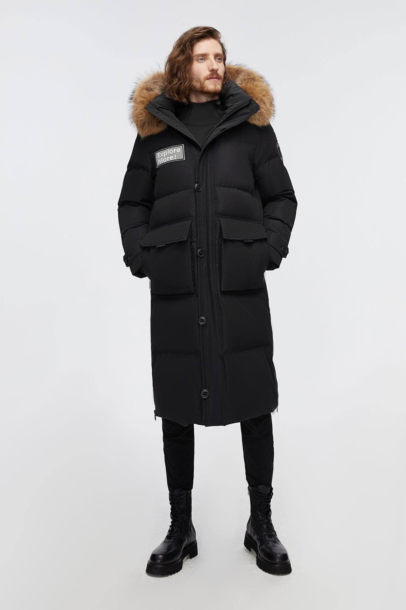BOSIDENG 2022 Long Goose Down Jacket With Hood Jacket S / Black