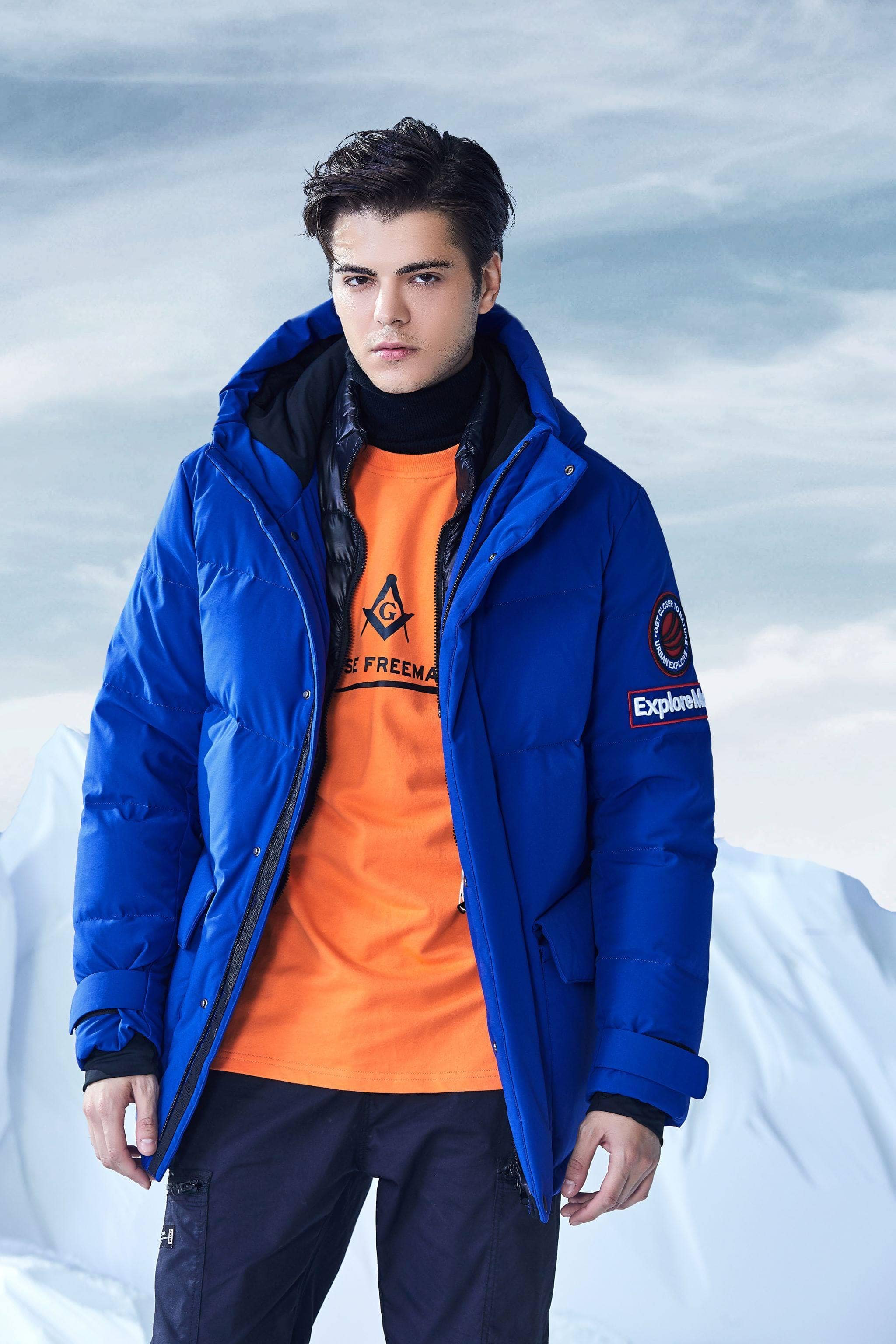 BOSIDENG Hooded Puffer Goose Down Jacket S / Blue